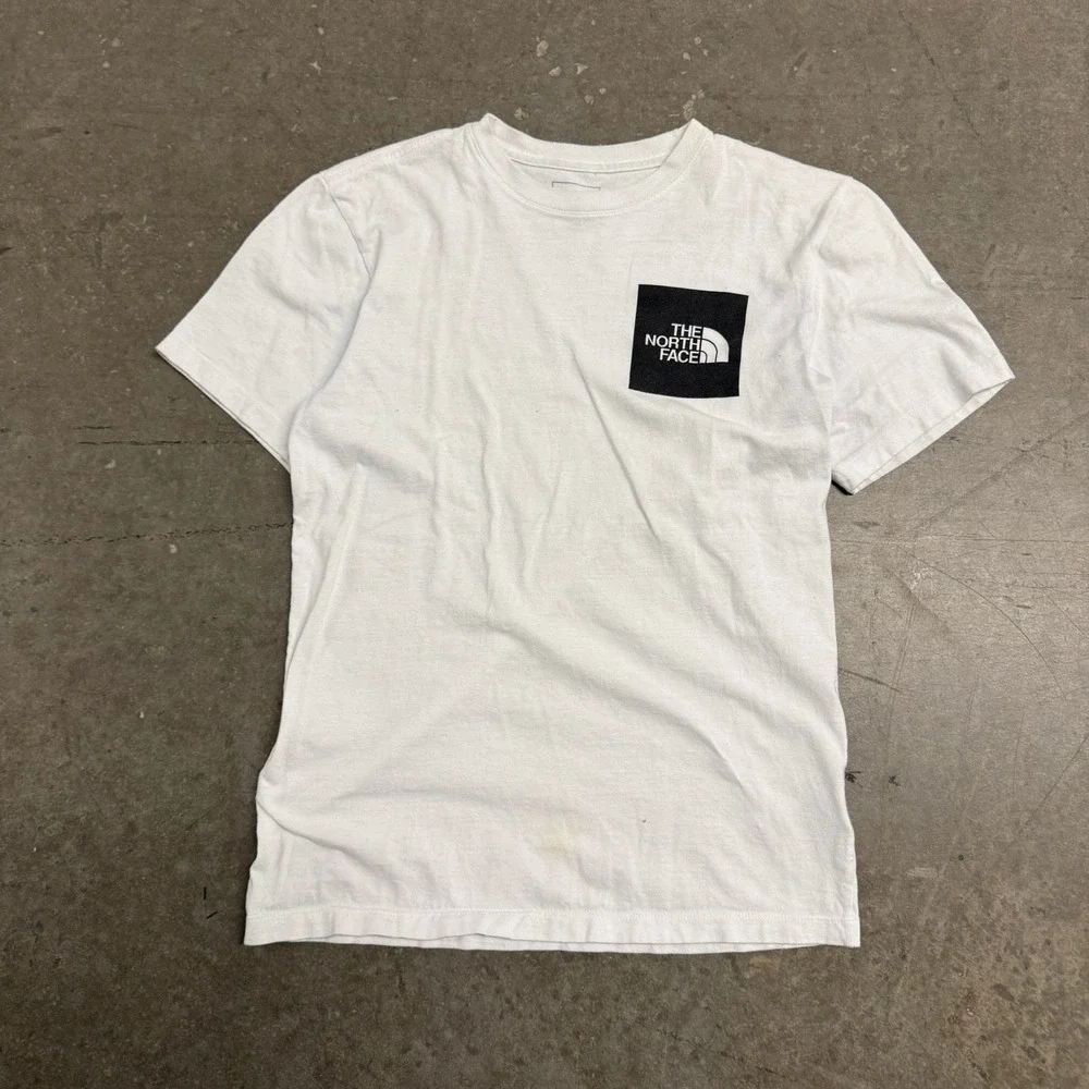 The North Face Mens White Black Box Logo Short Sleeve T-Shirt Size S